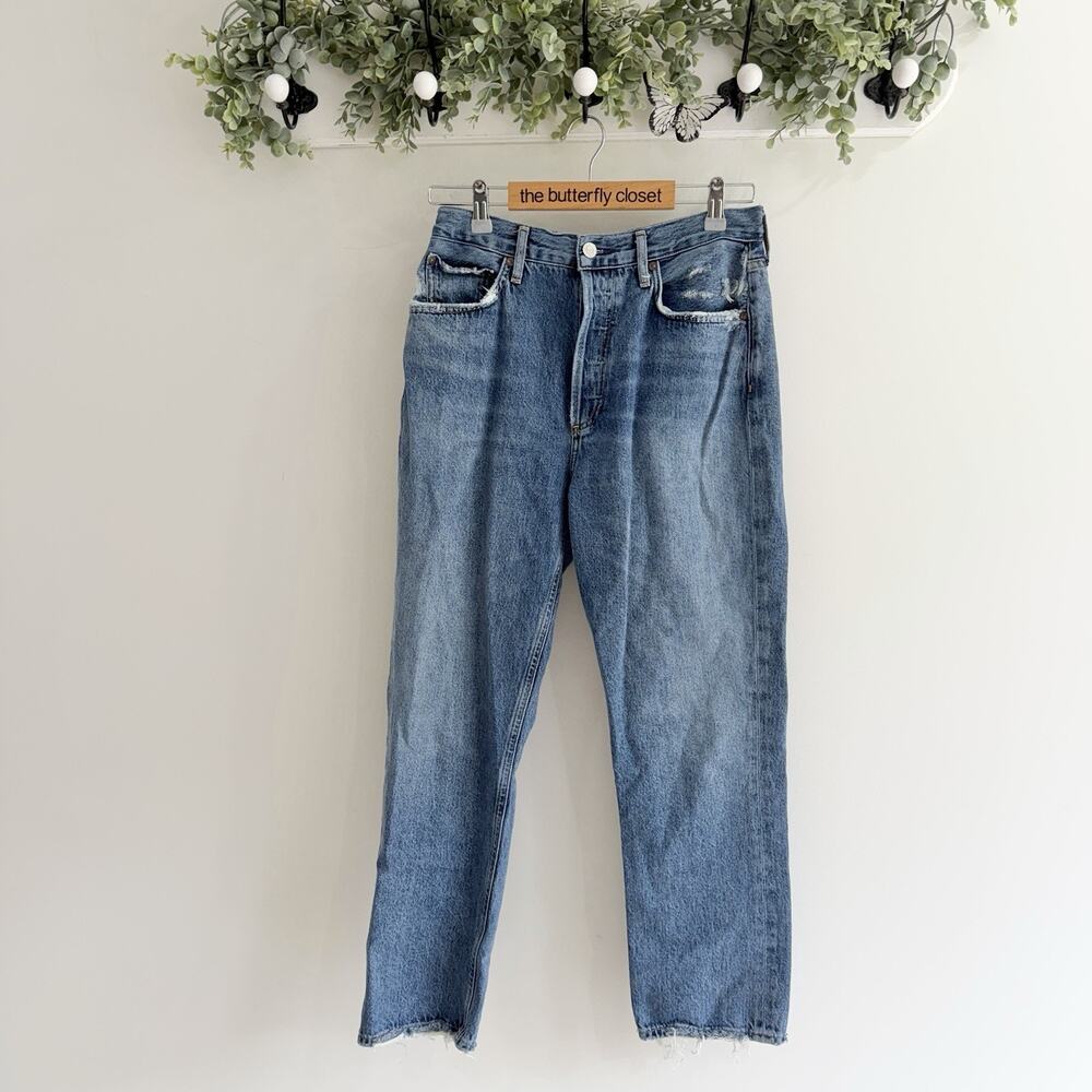 Agolde Distressed Baggy Straight Leg Jeans Size 27
